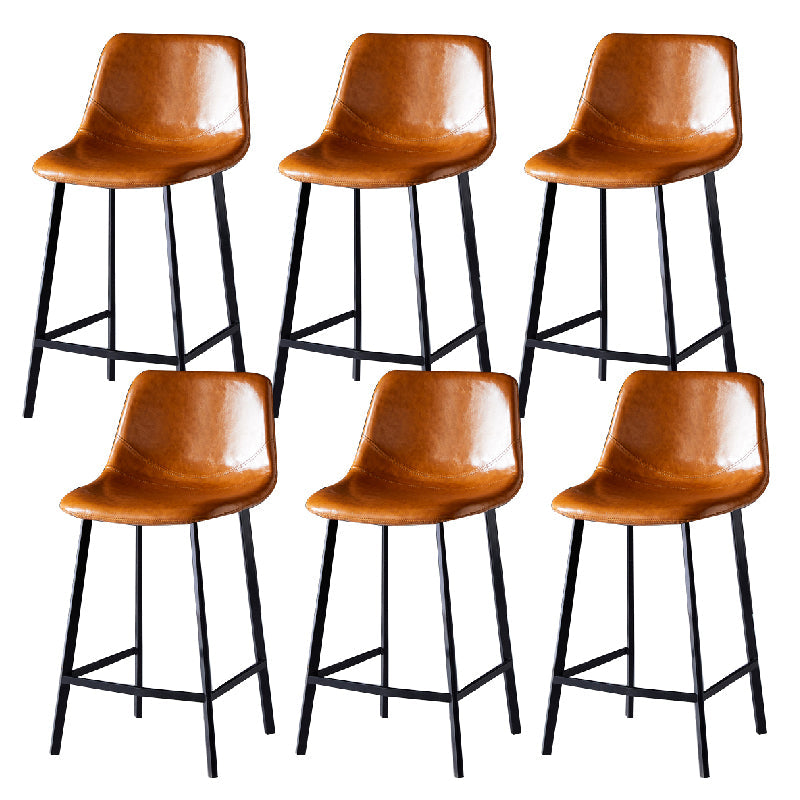 Contemporary Counter Stool Faux Leather Living Room Bar Stool with Metal Legs Light Brown 6 Piece Set Counter Stool(26"H) Clearhalo 'Bar Furniture' 'Bar Stools' 'bar_stools' 'furn' 'furn_bar_stools' 'Furniture' 'Kitchen & Dining Furniture' 6276463