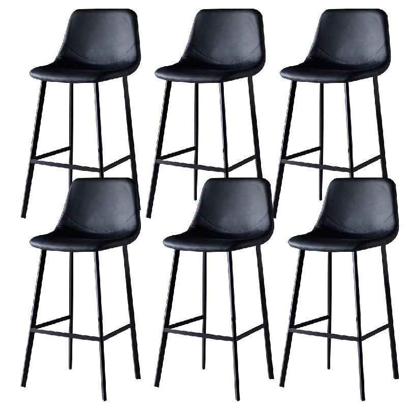 Contemporary Counter Stool Faux Leather Living Room Bar Stool with Metal Legs Matte Black 6 Piece Set Bar Stool(30"H) Clearhalo 'Bar Furniture' 'Bar Stools' 'bar_stools' 'furn' 'furn_bar_stools' 'Furniture' 'Kitchen & Dining Furniture' 6276464