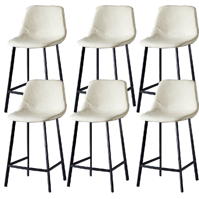 Contemporary Counter Stool Faux Leather Living Room Bar Stool with Metal Legs Off-White 6 Piece Set Counter Stool(26"H) Clearhalo 'Bar Furniture' 'Bar Stools' 'bar_stools' 'furn' 'furn_bar_stools' 'Furniture' 'Kitchen & Dining Furniture' 6276465