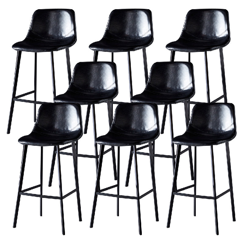 Contemporary Counter Stool Faux Leather Living Room Bar Stool with Metal Legs Black 8 Piece Set Bar Stool(30"H) Clearhalo 'Bar Furniture' 'Bar Stools' 'bar_stools' 'furn' 'furn_bar_stools' 'Furniture' 'Kitchen & Dining Furniture' 6276466
