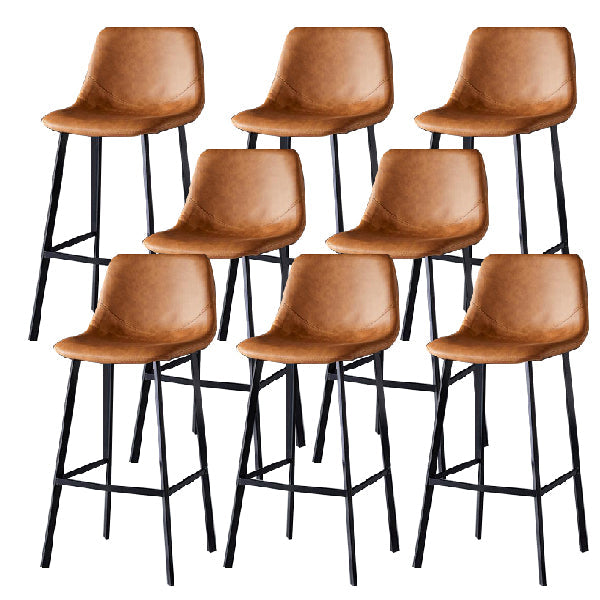 Contemporary Counter Stool Faux Leather Living Room Bar Stool with Metal Legs Brown 8 Piece Set Bar Stool(30"H) Clearhalo 'Bar Furniture' 'Bar Stools' 'bar_stools' 'furn' 'furn_bar_stools' 'Furniture' 'Kitchen & Dining Furniture' 6276467