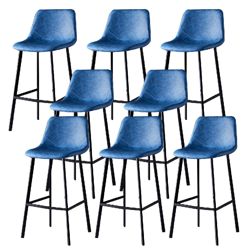 Contemporary Counter Stool Faux Leather Living Room Bar Stool with Metal Legs Blue 8 Piece Set Bar Stool(30"H) Clearhalo 'Bar Furniture' 'Bar Stools' 'bar_stools' 'furn' 'furn_bar_stools' 'Furniture' 'Kitchen & Dining Furniture' 6276470