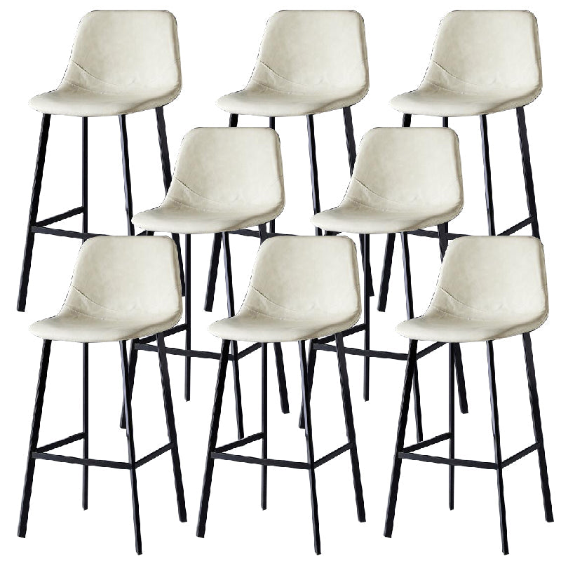 Contemporary Counter Stool Faux Leather Living Room Bar Stool with Metal Legs Off-White 8 Piece Set Bar Stool(30"H) Clearhalo 'Bar Furniture' 'Bar Stools' 'bar_stools' 'furn' 'furn_bar_stools' 'Furniture' 'Kitchen & Dining Furniture' 6276471
