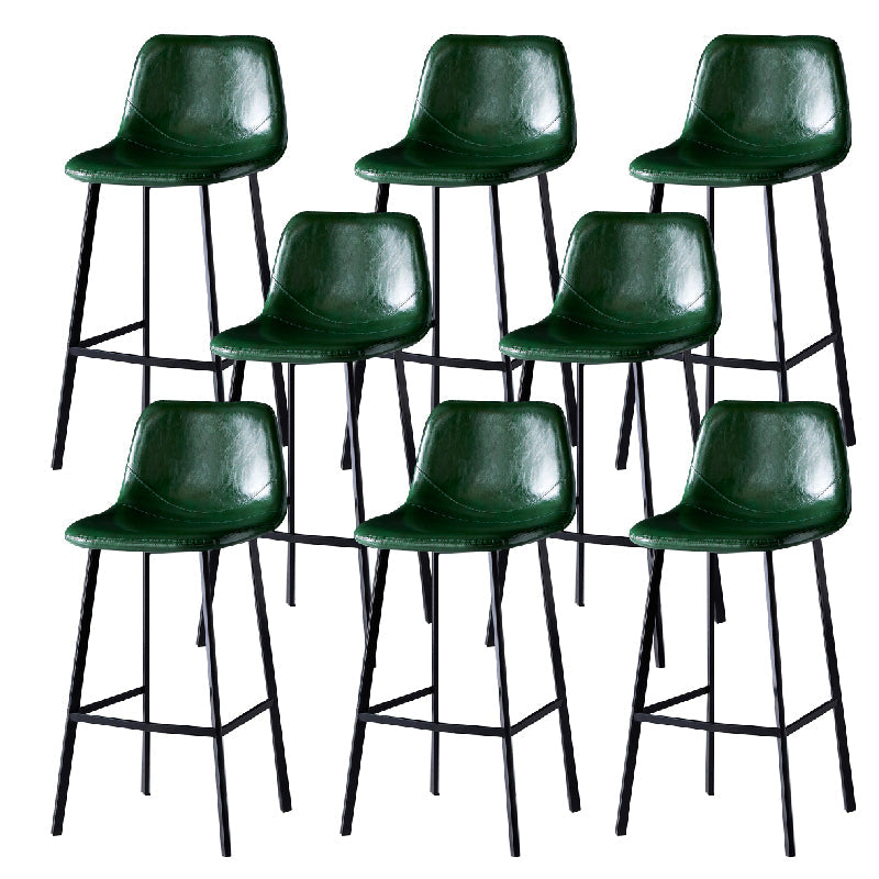 Contemporary Counter Stool Faux Leather Living Room Bar Stool with Metal Legs Blackish Green 8 Piece Set Bar Stool(30"H) Clearhalo 'Bar Furniture' 'Bar Stools' 'bar_stools' 'furn' 'furn_bar_stools' 'Furniture' 'Kitchen & Dining Furniture' 6276473