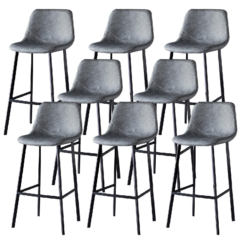 Contemporary Counter Stool Faux Leather Living Room Bar Stool with Metal Legs Grey 8 Piece Set Bar Stool(30"H) Clearhalo 'Bar Furniture' 'Bar Stools' 'bar_stools' 'furn' 'furn_bar_stools' 'Furniture' 'Kitchen & Dining Furniture' 6276474
