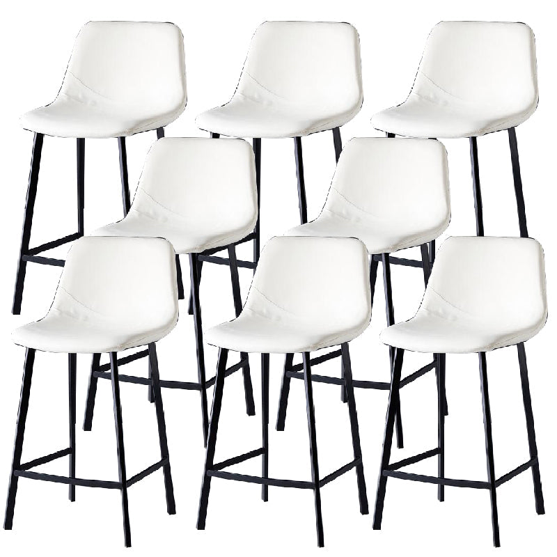 Contemporary Counter Stool Faux Leather Living Room Bar Stool with Metal Legs White 8 Piece Set Counter Stool(26"H) Clearhalo 'Bar Furniture' 'Bar Stools' 'bar_stools' 'furn' 'furn_bar_stools' 'Furniture' 'Kitchen & Dining Furniture' 6276475