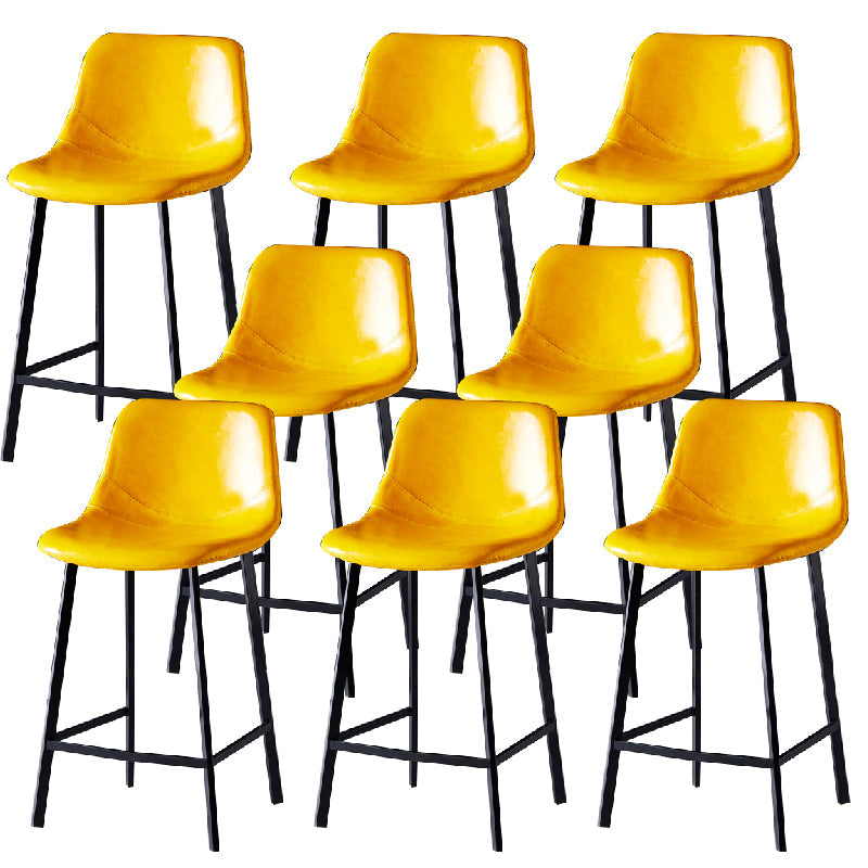 Contemporary Counter Stool Faux Leather Living Room Bar Stool with Metal Legs Yellow 8 Piece Set Counter Stool(26"H) Clearhalo 'Bar Furniture' 'Bar Stools' 'bar_stools' 'furn' 'furn_bar_stools' 'Furniture' 'Kitchen & Dining Furniture' 6276476