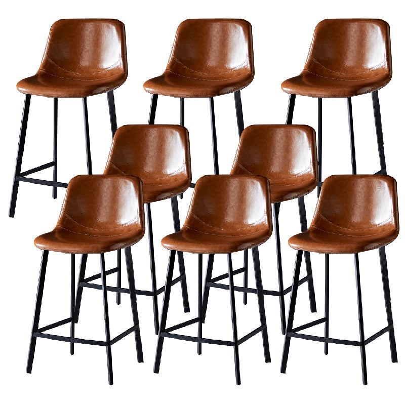 Contemporary Counter Stool Faux Leather Living Room Bar Stool with Metal Legs Khaki 8 Piece Set Counter Stool(26"H) Clearhalo 'Bar Furniture' 'Bar Stools' 'bar_stools' 'furn' 'furn_bar_stools' 'Furniture' 'Kitchen & Dining Furniture' 6276477