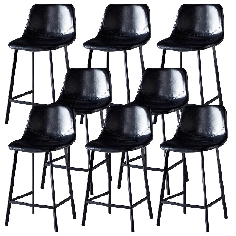 Contemporary Counter Stool Faux Leather Living Room Bar Stool with Metal Legs Black 8 Piece Set Counter Stool(26"H) Clearhalo 'Bar Furniture' 'Bar Stools' 'bar_stools' 'furn' 'furn_bar_stools' 'Furniture' 'Kitchen & Dining Furniture' 6276478