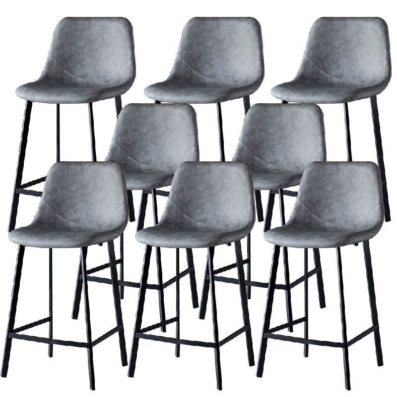 Contemporary Counter Stool Faux Leather Living Room Bar Stool with Metal Legs Grey 8 Piece Set Counter Stool(26"H) Clearhalo 'Bar Furniture' 'Bar Stools' 'bar_stools' 'furn' 'furn_bar_stools' 'Furniture' 'Kitchen & Dining Furniture' 6276479