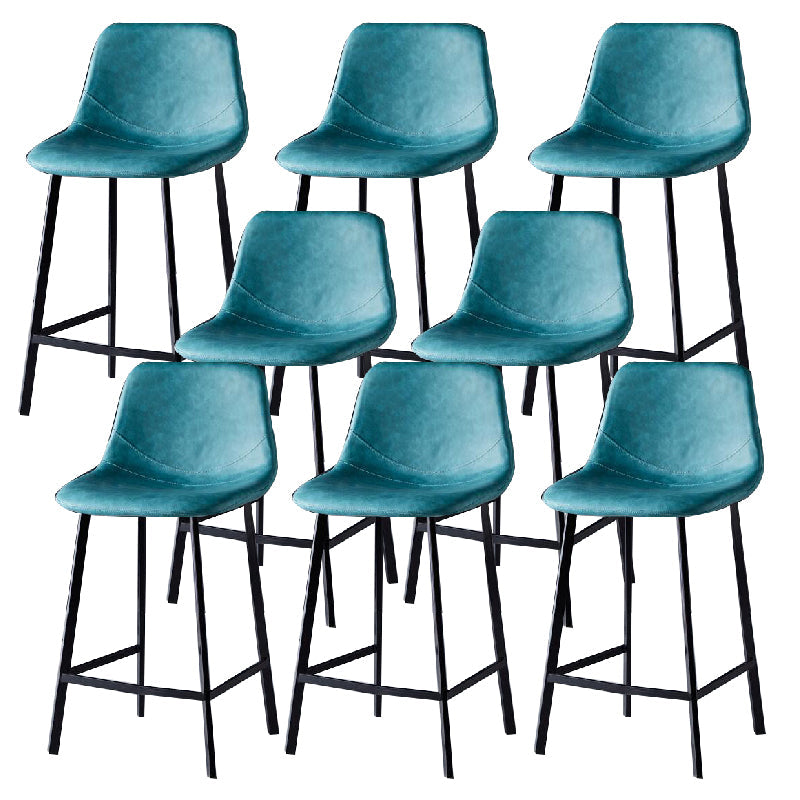 Contemporary Counter Stool Faux Leather Living Room Bar Stool with Metal Legs Lake Green 8 Piece Set Counter Stool(26"H) Clearhalo 'Bar Furniture' 'Bar Stools' 'bar_stools' 'furn' 'furn_bar_stools' 'Furniture' 'Kitchen & Dining Furniture' 6276480
