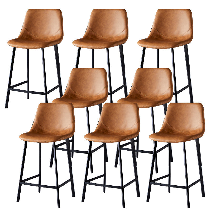 Contemporary Counter Stool Faux Leather Living Room Bar Stool with Metal Legs Brown 8 Piece Set Counter Stool(26"H) Clearhalo 'Bar Furniture' 'Bar Stools' 'bar_stools' 'furn' 'furn_bar_stools' 'Furniture' 'Kitchen & Dining Furniture' 6276482