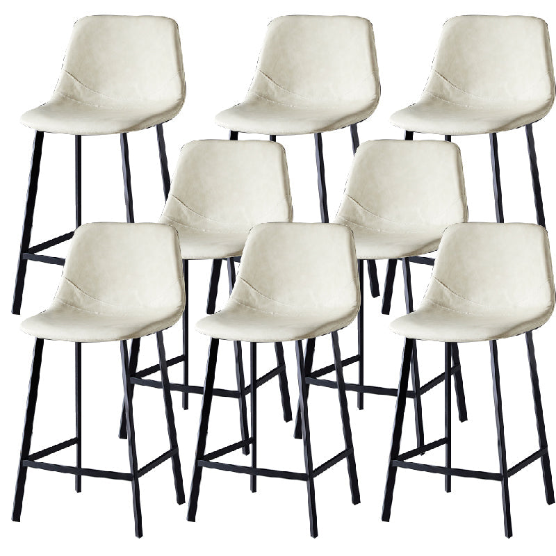 Contemporary Counter Stool Faux Leather Living Room Bar Stool with Metal Legs Off-White 8 Piece Set Counter Stool(26"H) Clearhalo 'Bar Furniture' 'Bar Stools' 'bar_stools' 'furn' 'furn_bar_stools' 'Furniture' 'Kitchen & Dining Furniture' 6276483