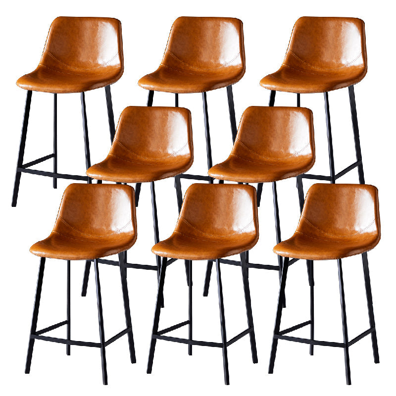 Contemporary Counter Stool Faux Leather Living Room Bar Stool with Metal Legs Light Brown 8 Piece Set Counter Stool(26"H) Clearhalo 'Bar Furniture' 'Bar Stools' 'bar_stools' 'furn' 'furn_bar_stools' 'Furniture' 'Kitchen & Dining Furniture' 6276484