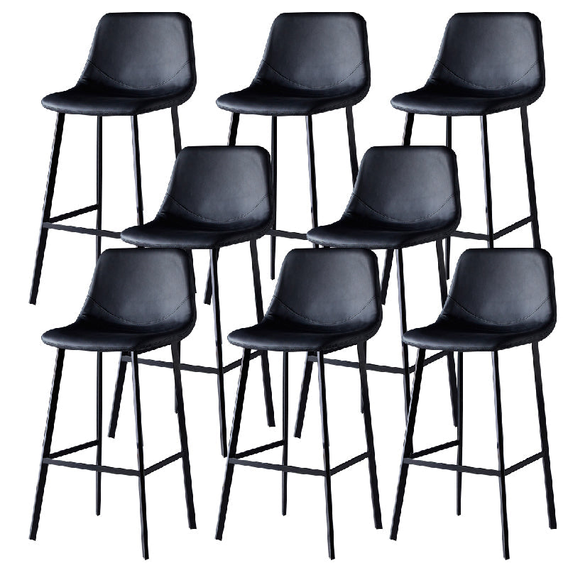 Contemporary Counter Stool Faux Leather Living Room Bar Stool with Metal Legs Matte Black 8 Piece Set Bar Stool(30"H) Clearhalo 'Bar Furniture' 'Bar Stools' 'bar_stools' 'furn' 'furn_bar_stools' 'Furniture' 'Kitchen & Dining Furniture' 6276485