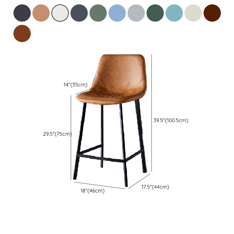 Contemporary Counter Stool Faux Leather Living Room Bar Stool with Metal Legs Clearhalo 'Bar Furniture' 'Bar Stools' 'bar_stools' 'furn' 'furn_bar_stools' 'Furniture' 'Kitchen & Dining Furniture' 6276487