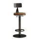 Industrial Backrest Armless Counter Stool Adjustable Bar Stool with Metal Base
