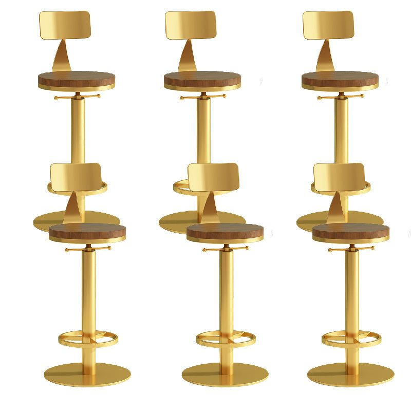 Industrial Backrest Armless Counter Stool Adjustable Bar Stool with Metal Base
