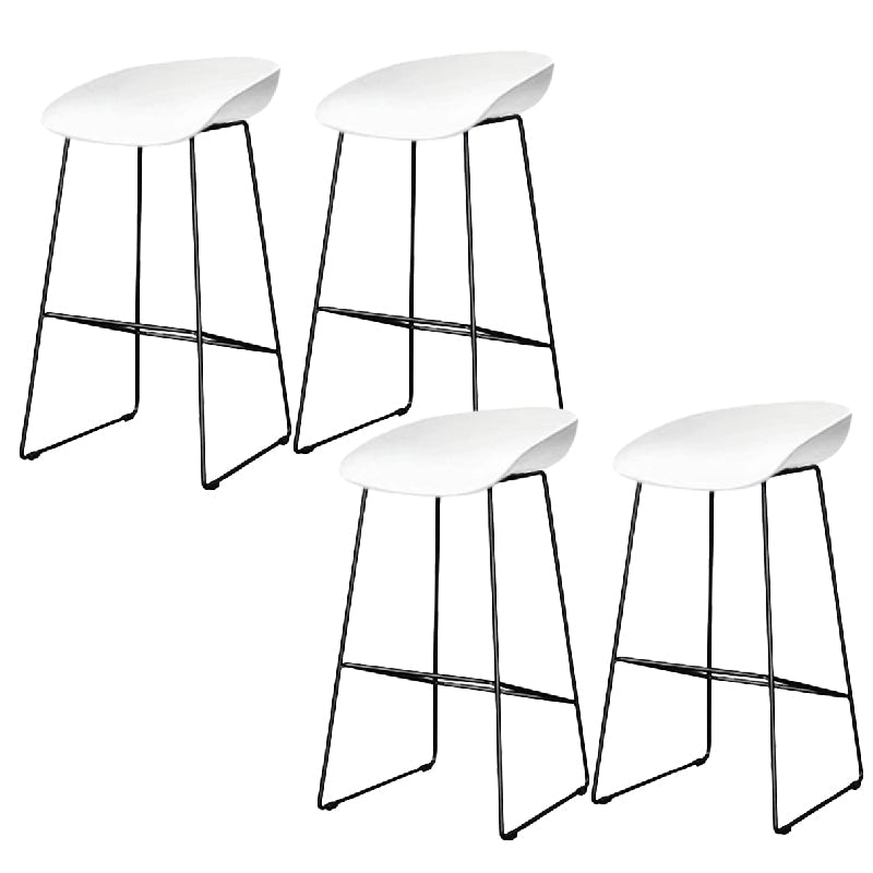 Contemporary Steel Base Bar Stool Armless Counter Stool for Living Room White 4 Piece Set Clearhalo 'Bar Furniture' 'Bar Stools' 'bar_stools' 'furn' 'furn_bar_stools' 'Furniture' 'Kitchen & Dining Furniture' 6276594