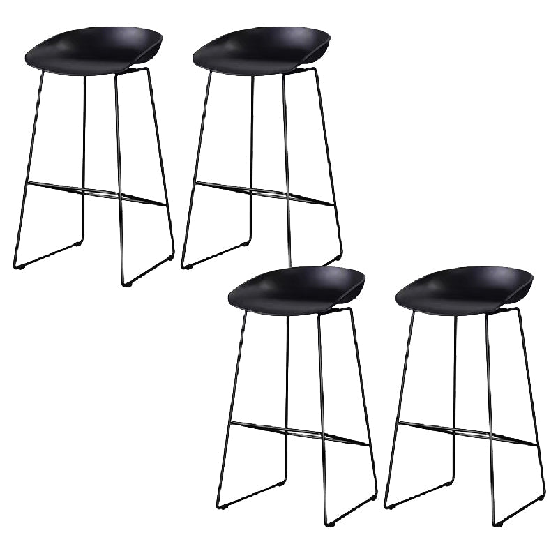 Contemporary Steel Base Bar Stool Armless Counter Stool for Living Room Black 4 Piece Set Clearhalo 'Bar Furniture' 'Bar Stools' 'bar_stools' 'furn' 'furn_bar_stools' 'Furniture' 'Kitchen & Dining Furniture' 6276596