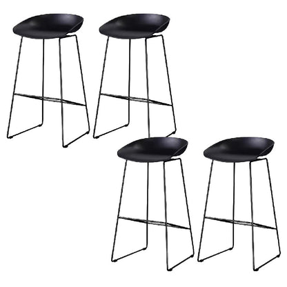 Contemporary Steel Base Bar Stool Armless Counter Stool for Living Room Black 4 Piece Set Clearhalo 'Bar Furniture' 'Bar Stools' 'bar_stools' 'furn' 'furn_bar_stools' 'Furniture' 'Kitchen & Dining Furniture' 6276596