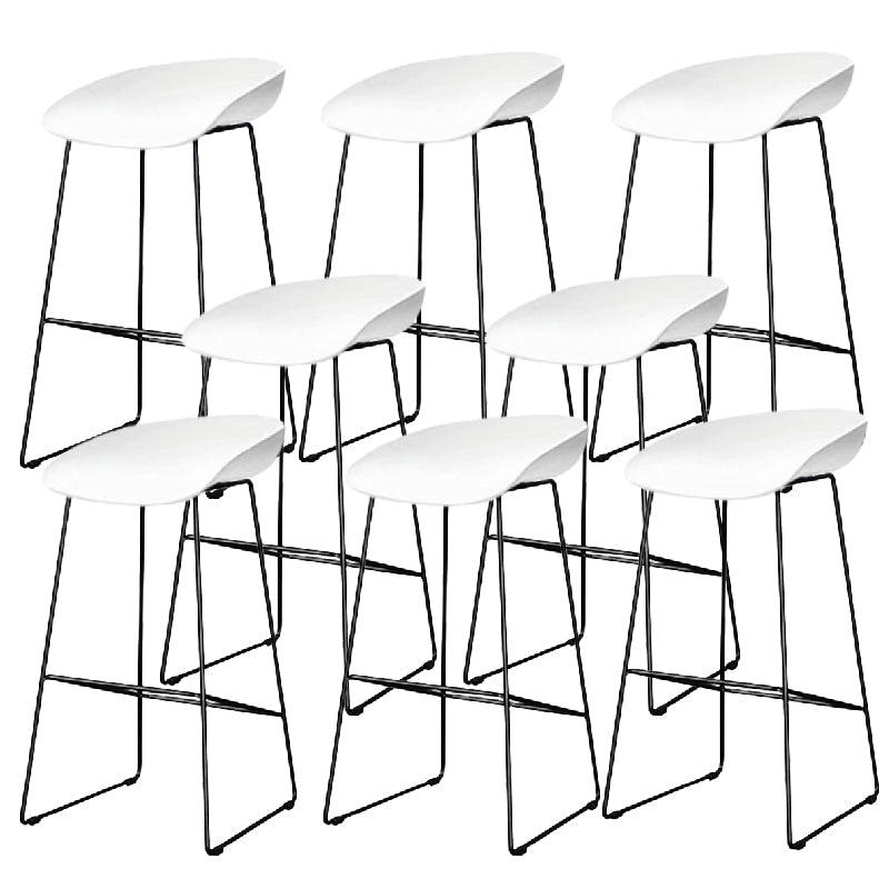 Contemporary Steel Base Bar Stool Armless Counter Stool for Living Room White 8 Piece Set Clearhalo 'Bar Furniture' 'Bar Stools' 'bar_stools' 'furn' 'furn_bar_stools' 'Furniture' 'Kitchen & Dining Furniture' 6276598