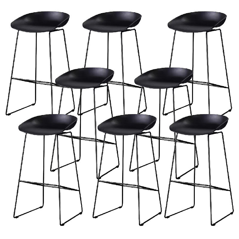 Contemporary Steel Base Bar Stool Armless Counter Stool for Living Room Black 8 Piece Set Clearhalo 'Bar Furniture' 'Bar Stools' 'bar_stools' 'furn' 'furn_bar_stools' 'Furniture' 'Kitchen & Dining Furniture' 6276600