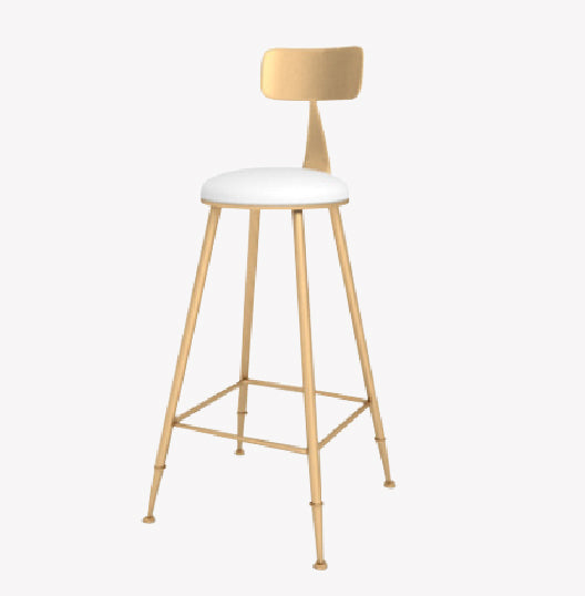 Taburete de bar estilo Glam, tapizado, para salón, con patas de metal