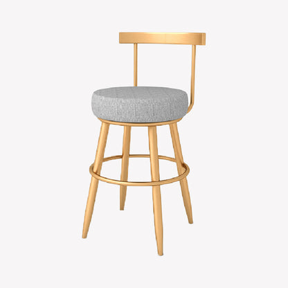 Taburete de bar estilo Glam, tapizado, para salón, con patas de metal
