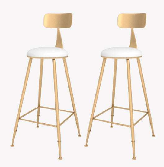 Taburete de bar estilo Glam, tapizado, para salón, con patas de metal
