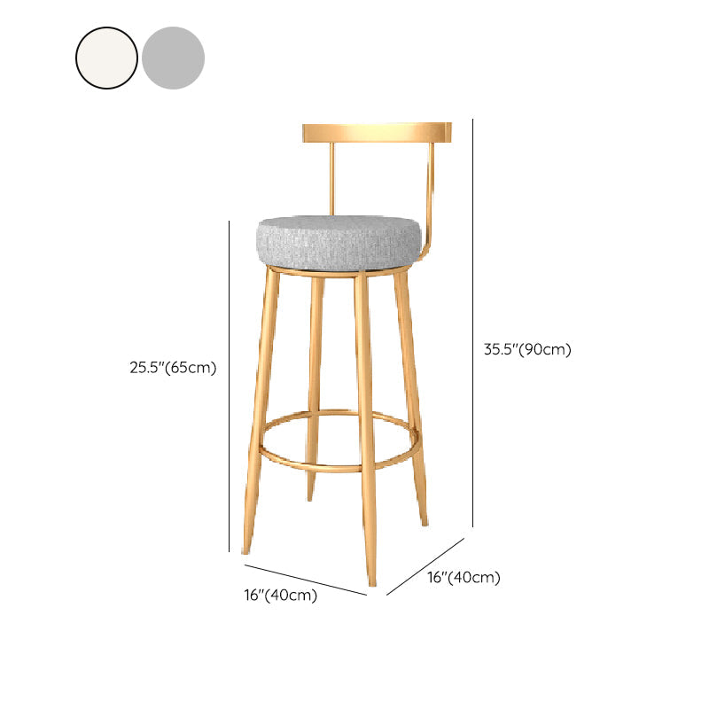 Taburete de bar estilo Glam, tapizado, para salón, con patas de metal