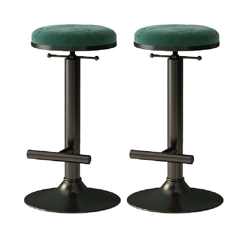 Industrial Armless Counter Stool Adjustable Bar Stool with Metal Base Green Backless 2 Piece Set Clearhalo 'Bar Furniture' 'Bar Stools' 'bar_stools' 'furn' 'furn_bar_stools' 'Furniture' 'Kitchen & Dining Furniture' 6276666