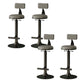 Industrial Armless Counter Stool Adjustable Bar Stool with Metal Base Grey With Back 4 Piece Set Clearhalo 'Bar Furniture' 'Bar Stools' 'bar_stools' 'furn' 'furn_bar_stools' 'Furniture' 'Kitchen & Dining Furniture' 6276675
