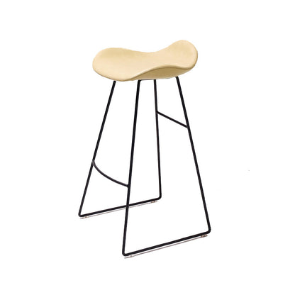 Modern Backrest Armless Counter Stool Upholstered Bar Stool with Metal Base