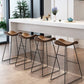 Modern Backrest Armless Counter Stool Upholstered Bar Stool with Metal Base