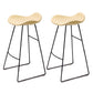 Modern Backrest Armless Counter Stool Upholstered Bar Stool with Metal Base