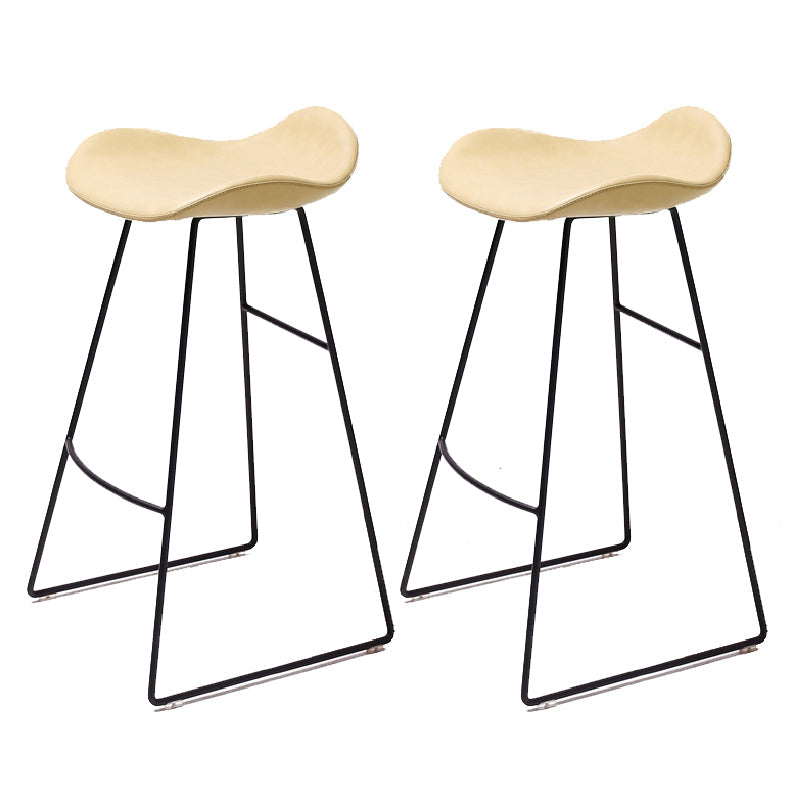 Modern Backrest Armless Counter Stool Upholstered Bar Stool with Metal Base