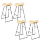 Modern Backrest Armless Counter Stool Upholstered Bar Stool with Metal Base