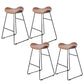 Modern Backrest Armless Counter Stool Upholstered Bar Stool with Metal Base