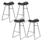 Modern Backrest Armless Counter Stool Upholstered Bar Stool with Metal Base