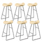 Modern Backrest Armless Counter Stool Upholstered Bar Stool with Metal Base