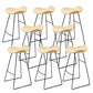 Modern Backrest Armless Counter Stool Upholstered Bar Stool with Metal Base