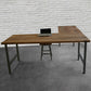 Brown and Black Writing Desk Industrial H-Shape Office Desk Pine 79"L x 63"W x 30"H Left Hand Return Clearhalo 'furn' 'furn_office_desk' 'Furniture' 'Office Desks' 'Office Furniture' 'office_desk' 6276899
