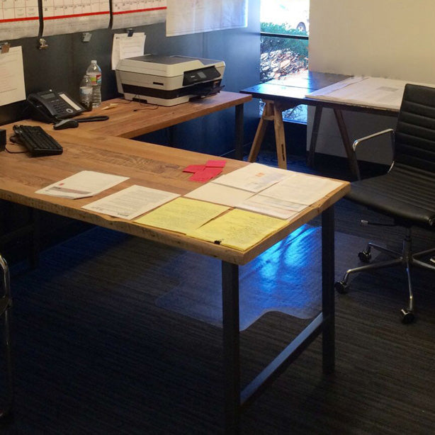 Brown and Black Writing Desk Industrial H-Shape Office Desk Pine Clearhalo 'furn' 'furn_office_desk' 'Furniture' 'Office Desks' 'Office Furniture' 'office_desk' 6276902