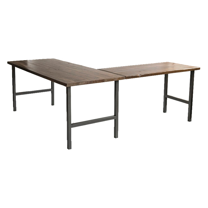 Brown and Black Writing Desk Industrial H-Shape Office Desk Pine Left Hand Return Clearhalo 'furn' 'furn_office_desk' 'Furniture' 'Office Desks' 'Office Furniture' 'office_desk' 6276903