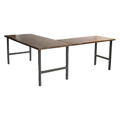 Brown and Black Writing Desk Industrial H-Shape Office Desk Pine Left Hand Return Clearhalo 'furn' 'furn_office_desk' 'Furniture' 'Office Desks' 'Office Furniture' 'office_desk' 6276903