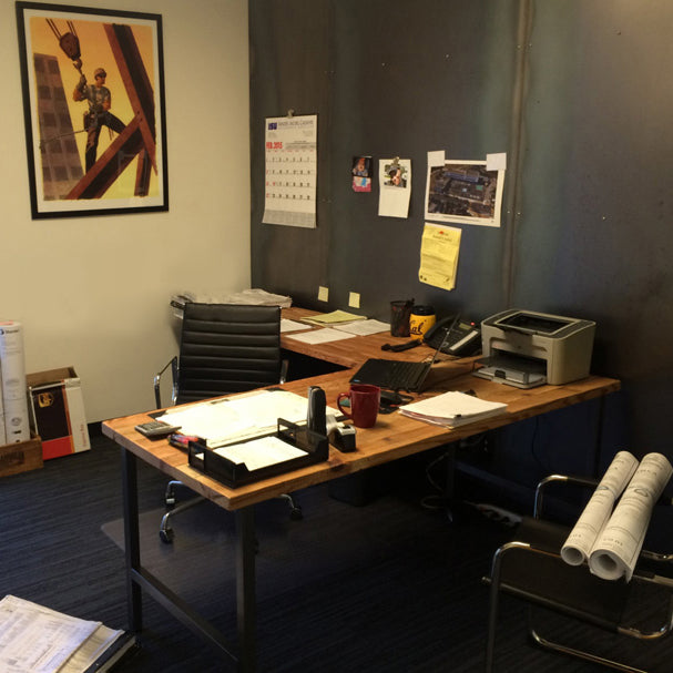 Brown and Black Writing Desk Industrial H-Shape Office Desk Pine Clearhalo 'furn' 'furn_office_desk' 'Furniture' 'Office Desks' 'Office Furniture' 'office_desk' 6276904