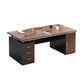 Modern Style Office Desk Home Brown Writing Desk with 3 Drawers and 1 Door