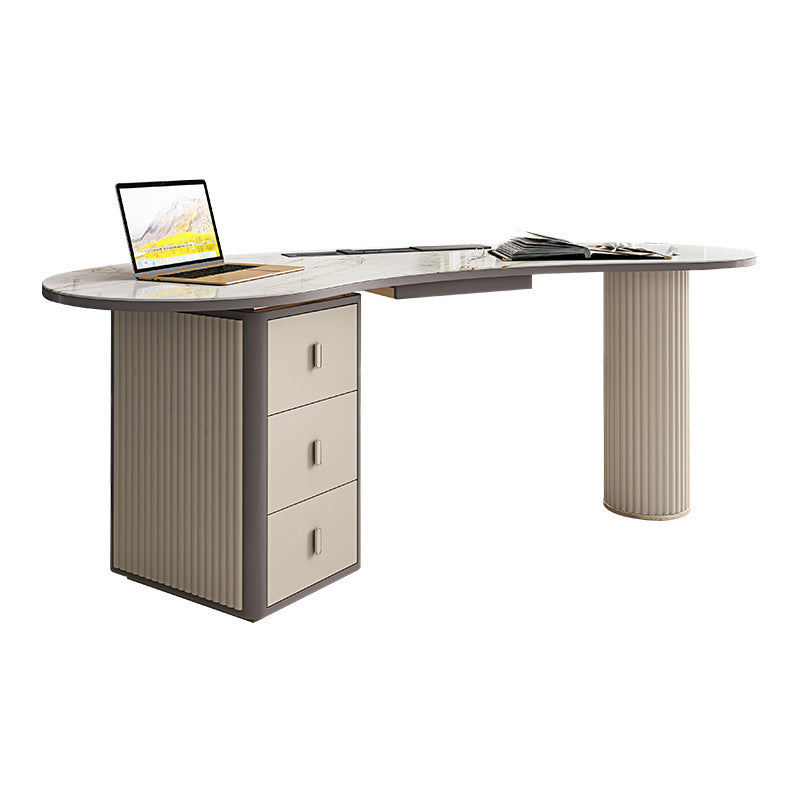 Glam Executive Desk Pedestal 3-drawer Cable Management Office Desk Clearhalo 'furn' 'furn_office_desk' 'Furniture' 'Office Desks' 'Office Furniture' 'office_desk' 6276934