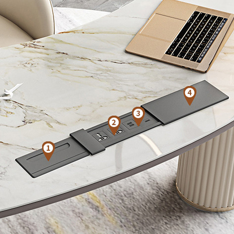 Glam Executive Desk Pedestal 3-drawer Cable Management Office Desk Clearhalo 'furn' 'furn_office_desk' 'Furniture' 'Office Desks' 'Office Furniture' 'office_desk' 6276935